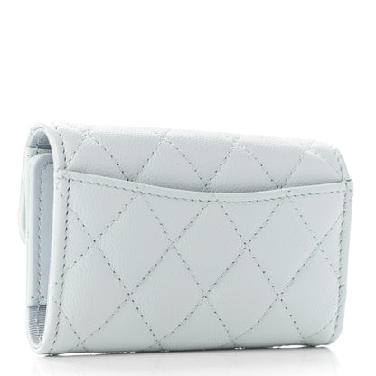 Chanel Caviar Quilted Classic 4 Key Holder Wallet Light Blue 3 of 7
