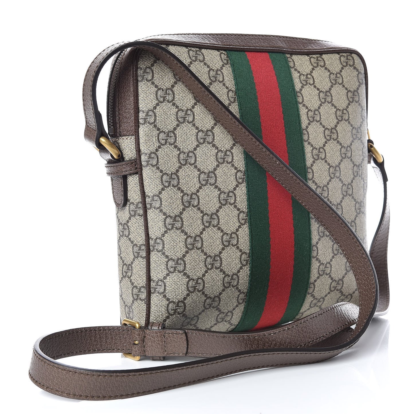 GG Supreme Monogram Web Small Ophidia Messenger Bag Brown