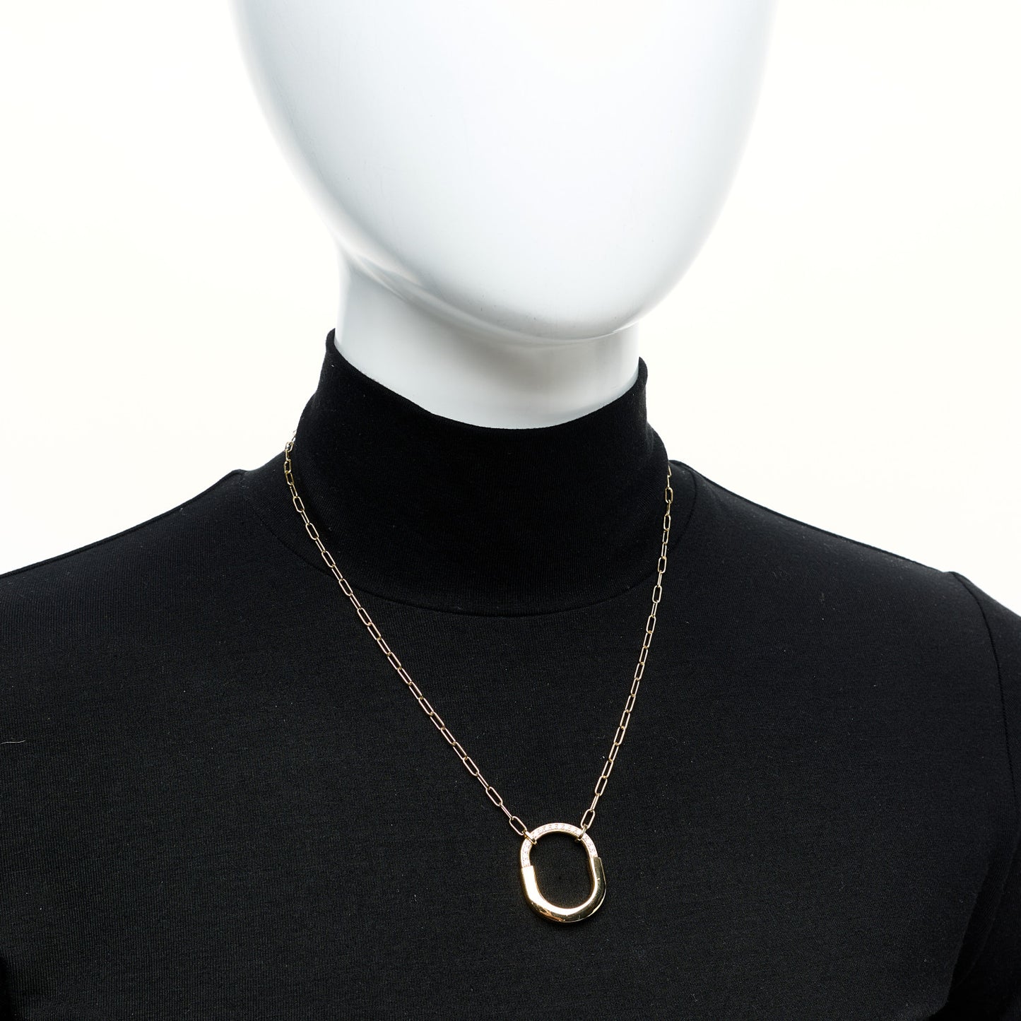 18K Yellow Gold Diamond Medium Lock Pendant Necklace