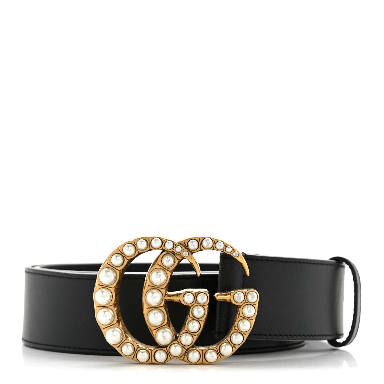 Gucci Moon Calfskin Pearl Double G 40mm Belt 90 36 Black Cream 1 of 8