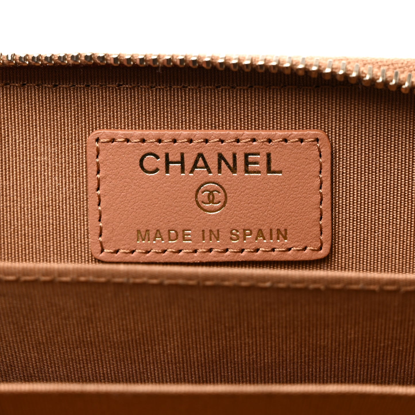Lambskin Quilted Chanel 19 Zip Around Coin Purse Wallet Brown