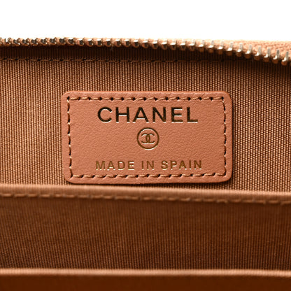 Chanel Lambskin Quilted Chanel 19 Zip Around Coin Purse Wallet Brown 5 of 8