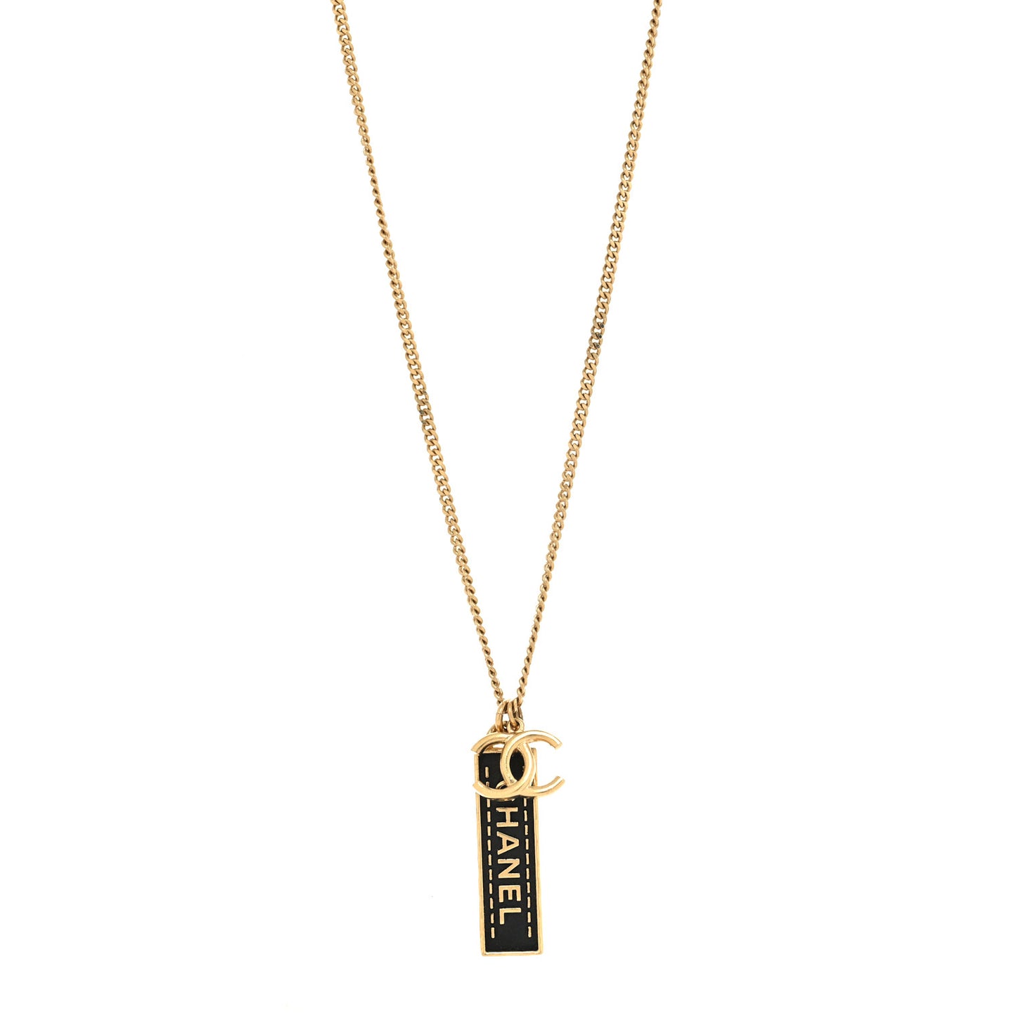 ID Dog Tag Charm Necklace Gold Black
