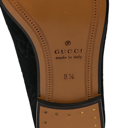 Gucci Velvet GG Monogram Horsebit Mens Jordaan Loafers 8.5 Black 6 of 9
