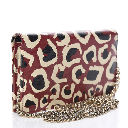 Gucci Patent Leopard Print Betty Chain Wallet Brick Red Black 3 of 12