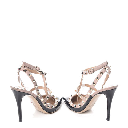 Valentino Garavani Patent Nappa Rockstud Ankle Strap 100mm Pumps 37.5 Black Poudre 8 of 13