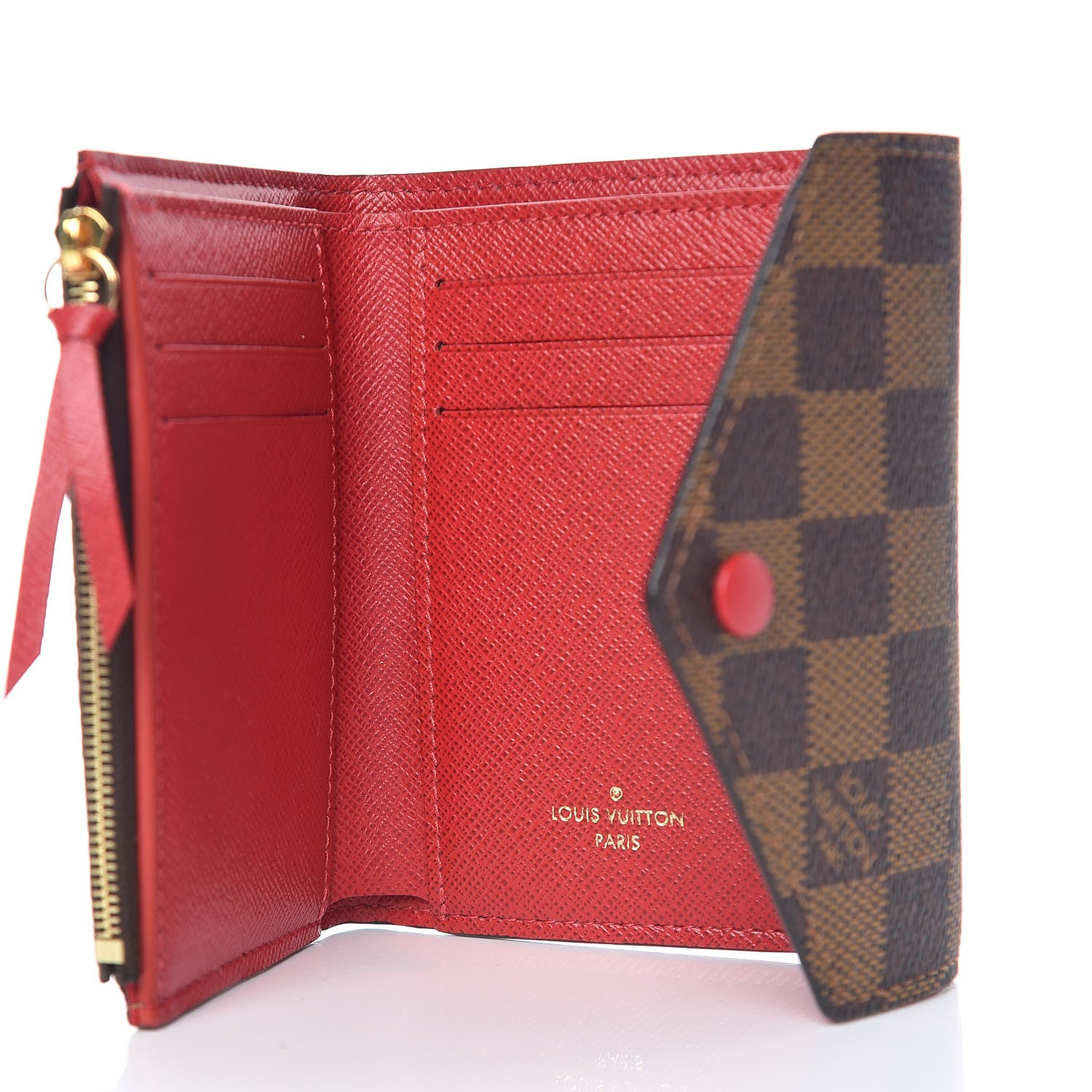 Louis Vuitton Damier Ebene Victorine Wallet Red 5 of 7