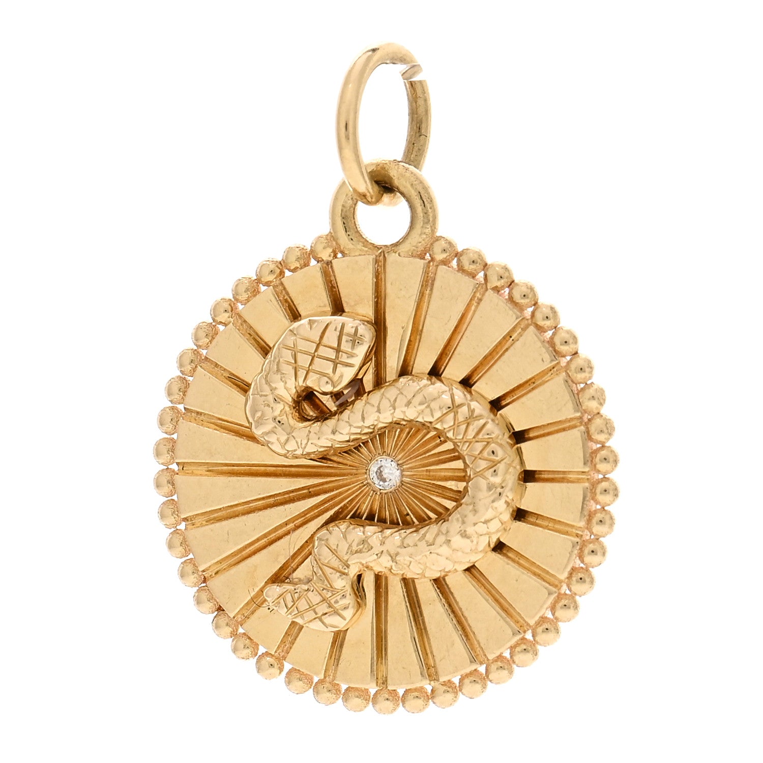 Foundrae 18K Yellow Gold Diamond Baby Wholeness Medallion Pendant 1 of 4