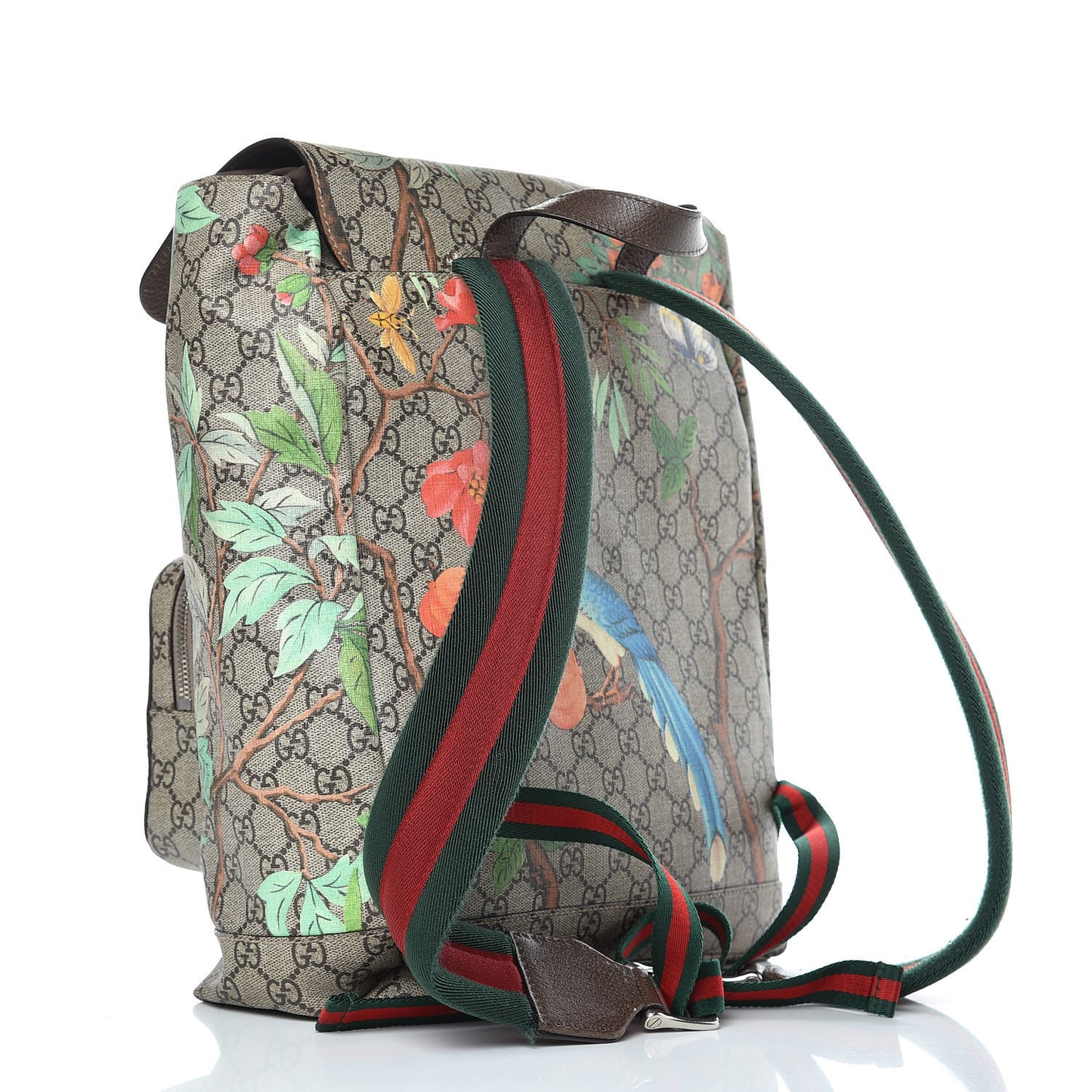 GG Supreme Monogram Tian Web Single Buckle Backpack Beige Multicolor New Acero