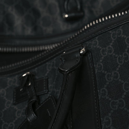 Gucci Soft GG Supreme Monogram Appia Calfskin Web Large Carry On Duffle Bag Black Grey 9 of 11