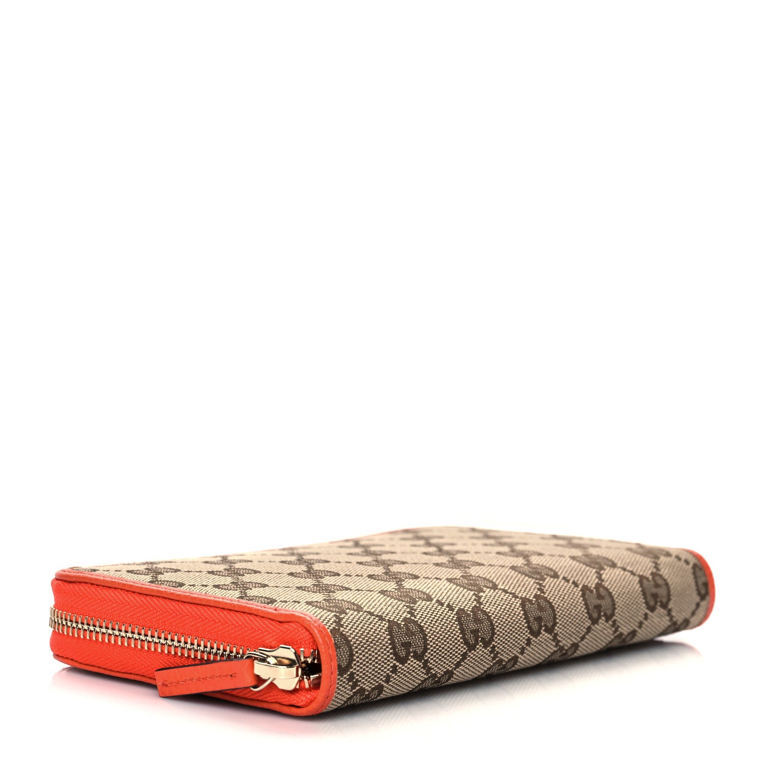 Gucci Monogram Dollar Calfskin Zip Around Wallet Beige Ebony Sun Orange 4 of 8