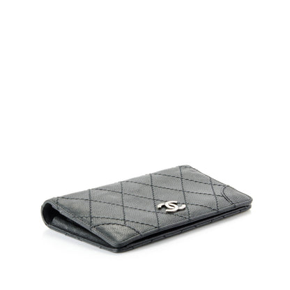 Chanel Distressed Caviar Stitched Outdoor Yen Wallet Black 4 of 8