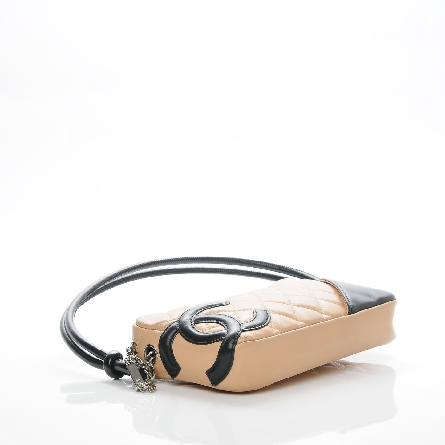 Calfskin Quilted Cambon Pochette Beige Black