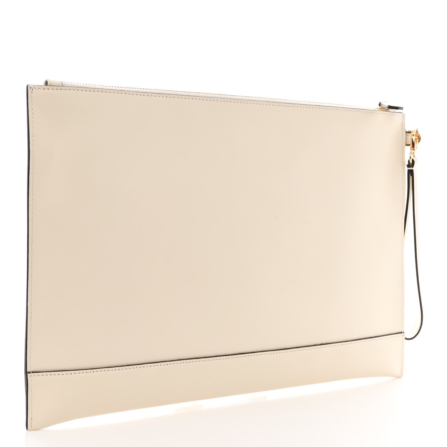 Fendi Vitello King Logo Embossed Large Flat Pouch White Ice 3 of 11