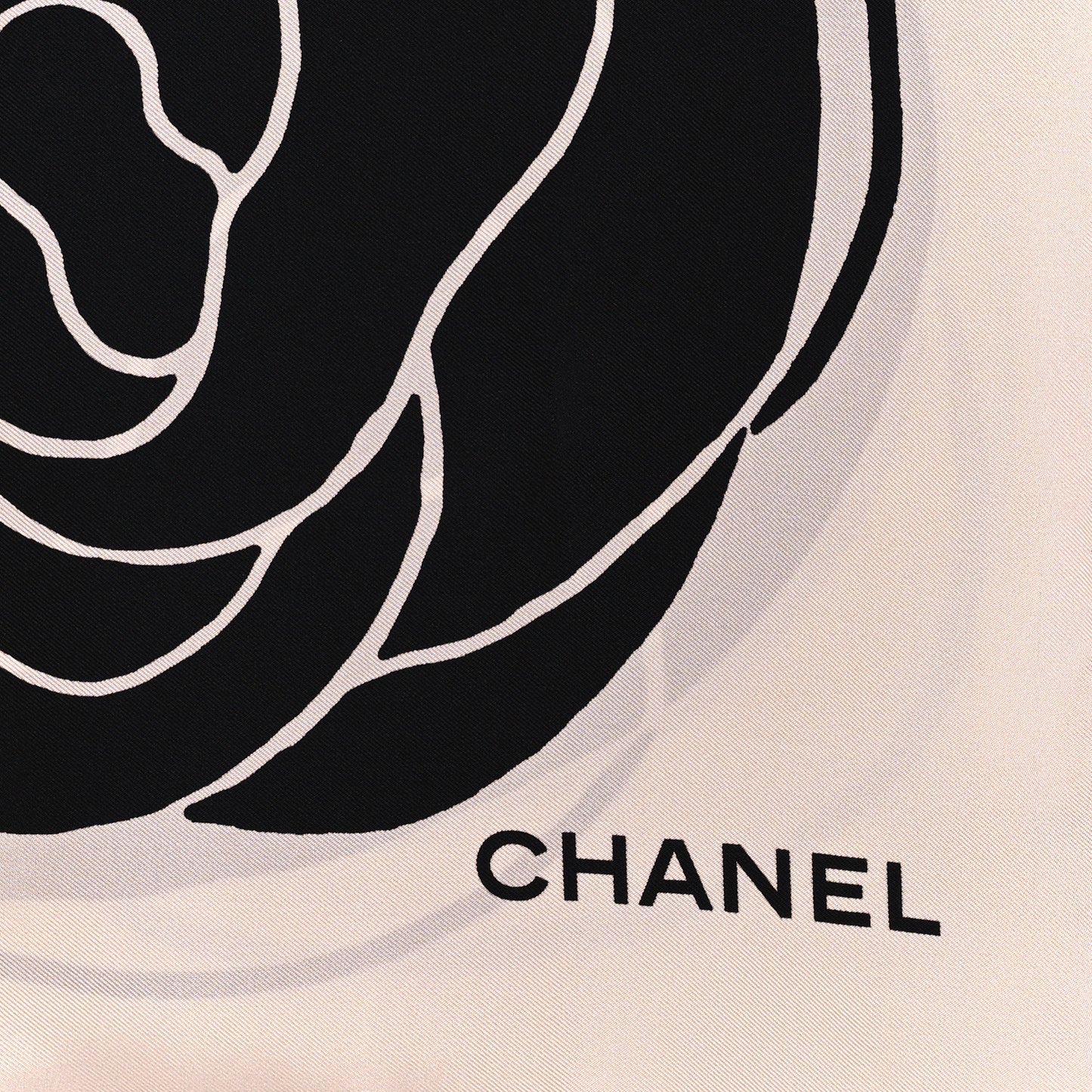 Silk CC Camellia Scarf Black White
