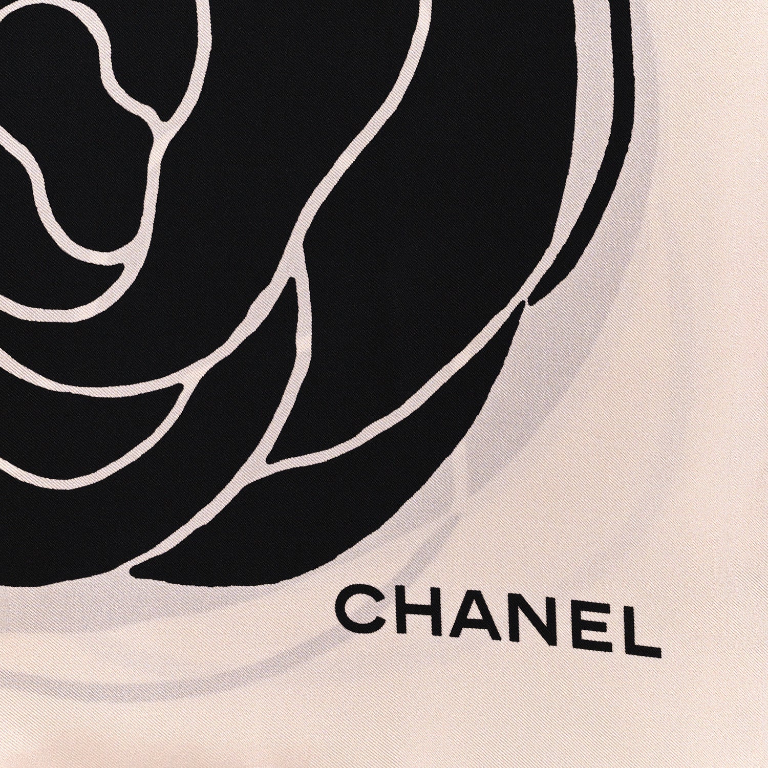 Chanel Silk CC Camellia Scarf Black White 2 of 5