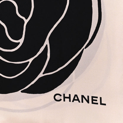 Chanel Silk CC Camellia Scarf Black White 2 of 5