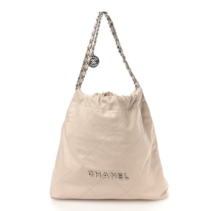 Chanel Shiny Calfskin Quilted Small Chanel 22 Ecru 1 of 11