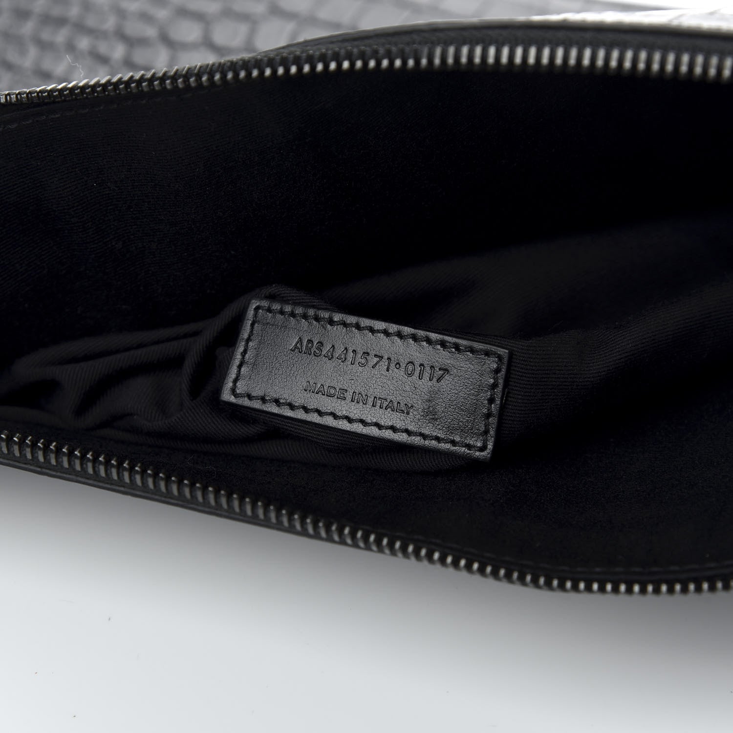 Saint Laurent Calfskin Crocodile Embossed Large Sac De Jour Carryall Pouch Black 6 of 8