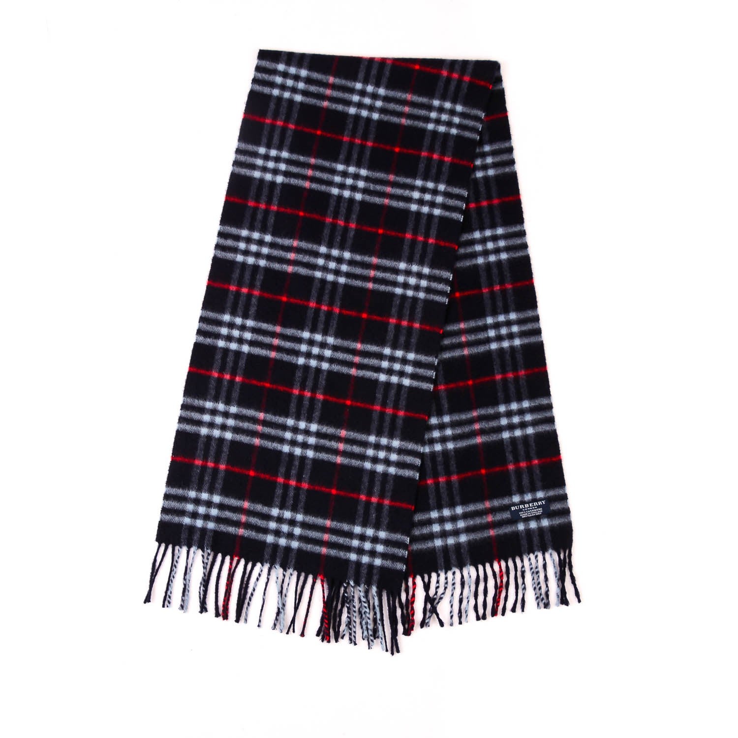 Burberry Cashmere Check Fringe Scarf Blue 3 of 4