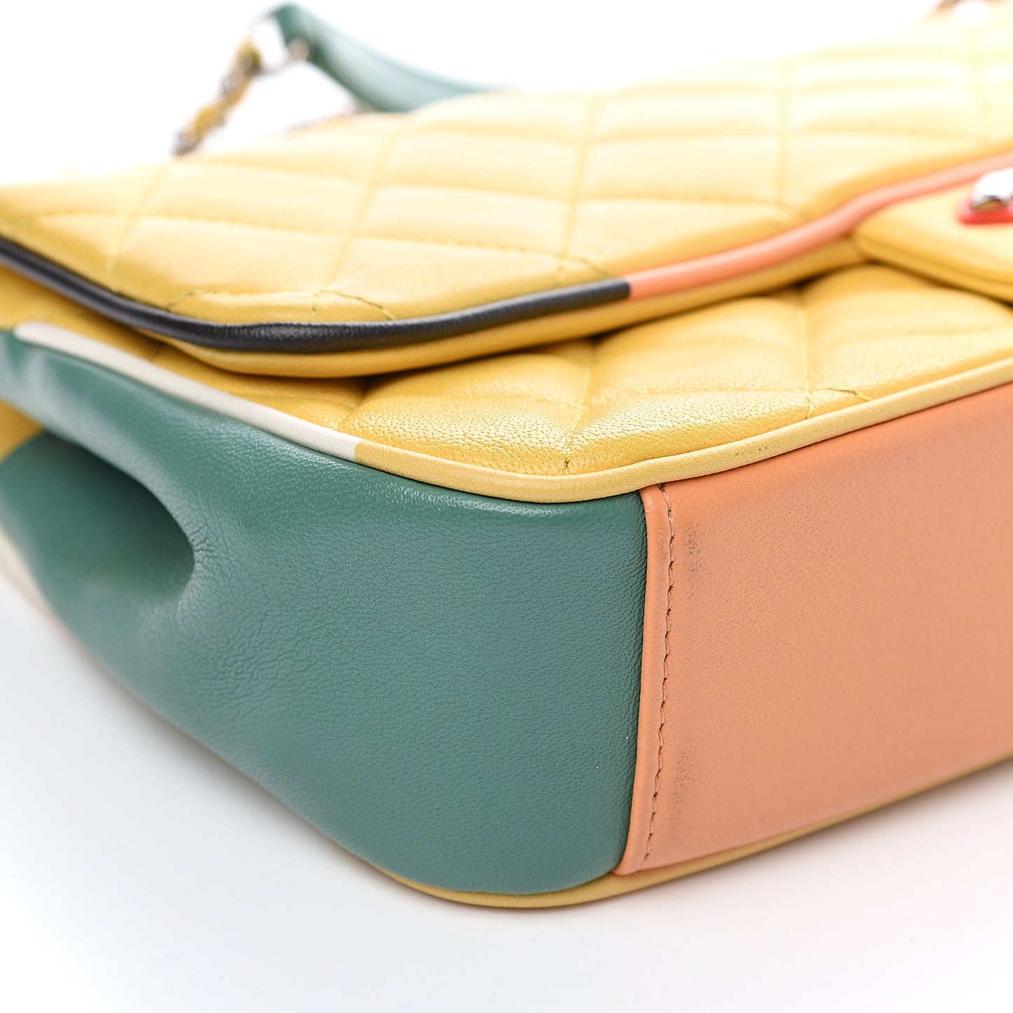 Lambskin Plexiglass Quilted Medium Cuba Color Flap Yellow Multicolor