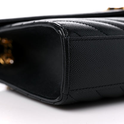 Saint Laurent Grain De Poudre Matelasse Chevron Medium Monogram Satchel Black 8 of 14