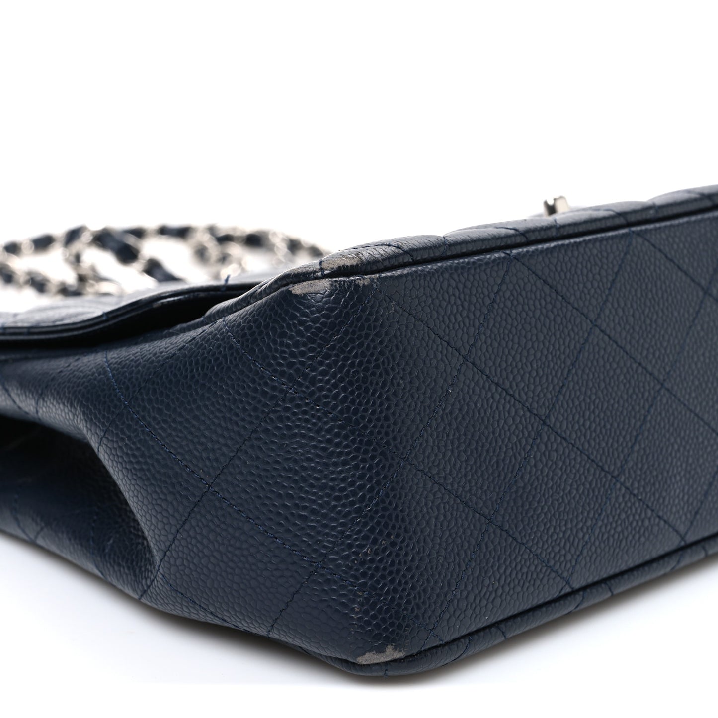 Caviar Quilted Jumbo Single Flap Navy