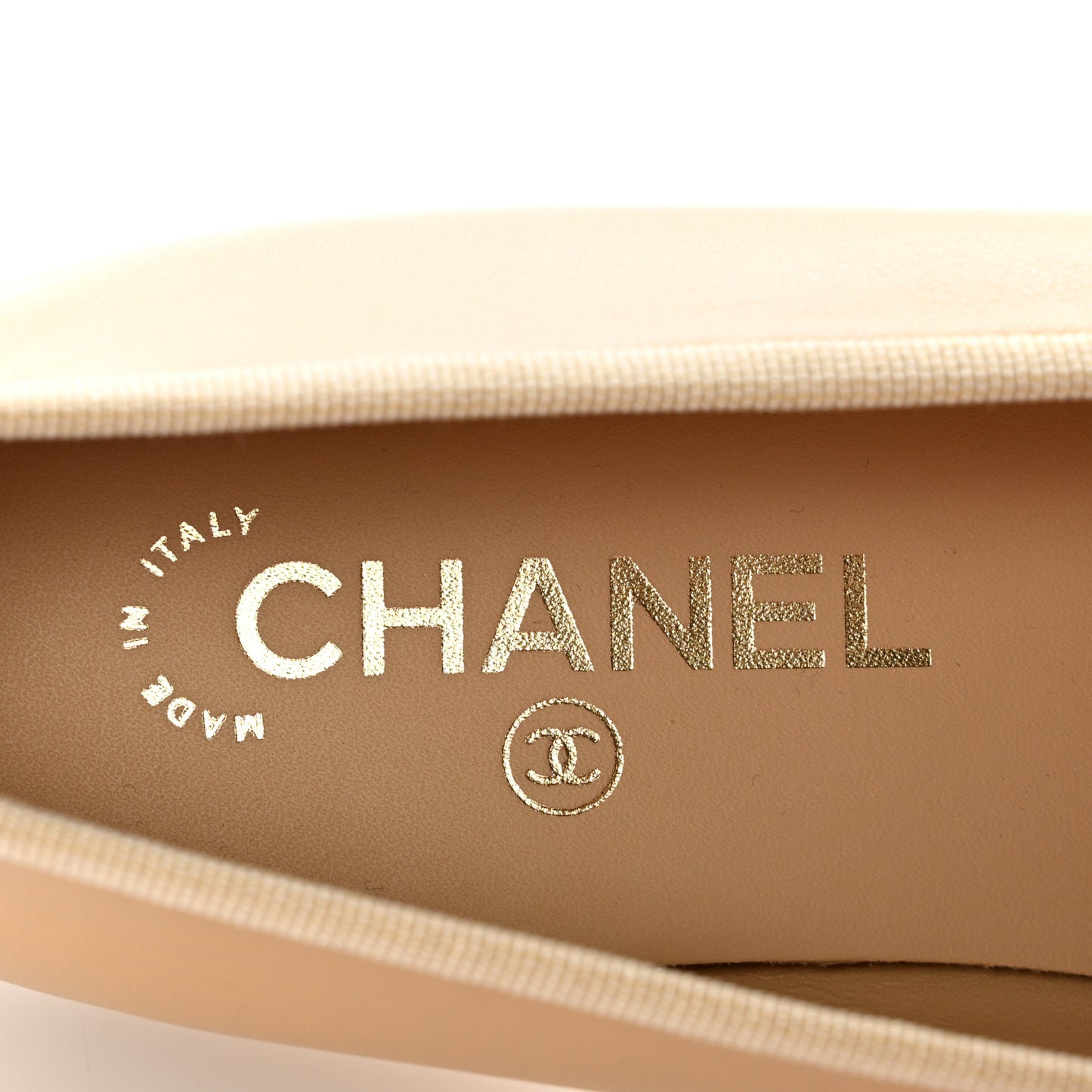 Lambskin Cap Toe CC Ballerina Flats 39.5 Beige Black
