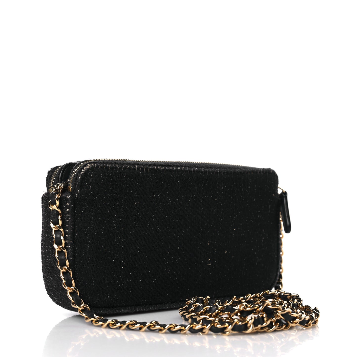 Canvas Small Deauville Clutch With Chain Black