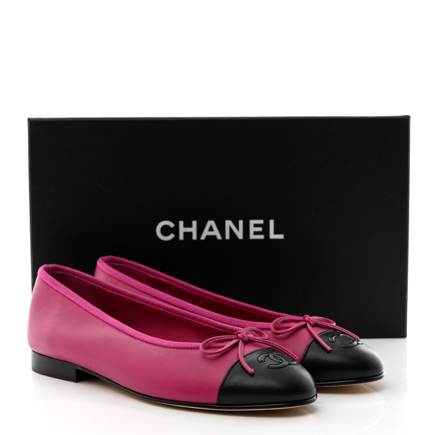 Chanel Lambskin Cap Toe CC Ballerina Flats 36.5 Fuchsia Black 9 of 9