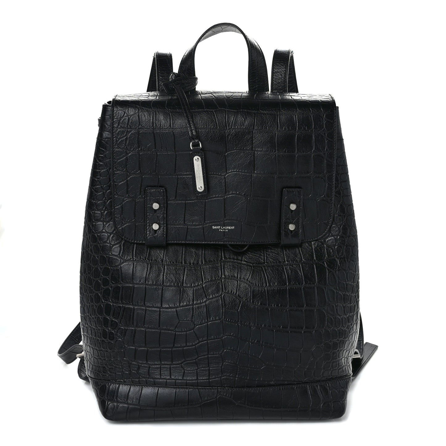 Calfskin Crocodile Embossed Sac De Jour Backpack Black