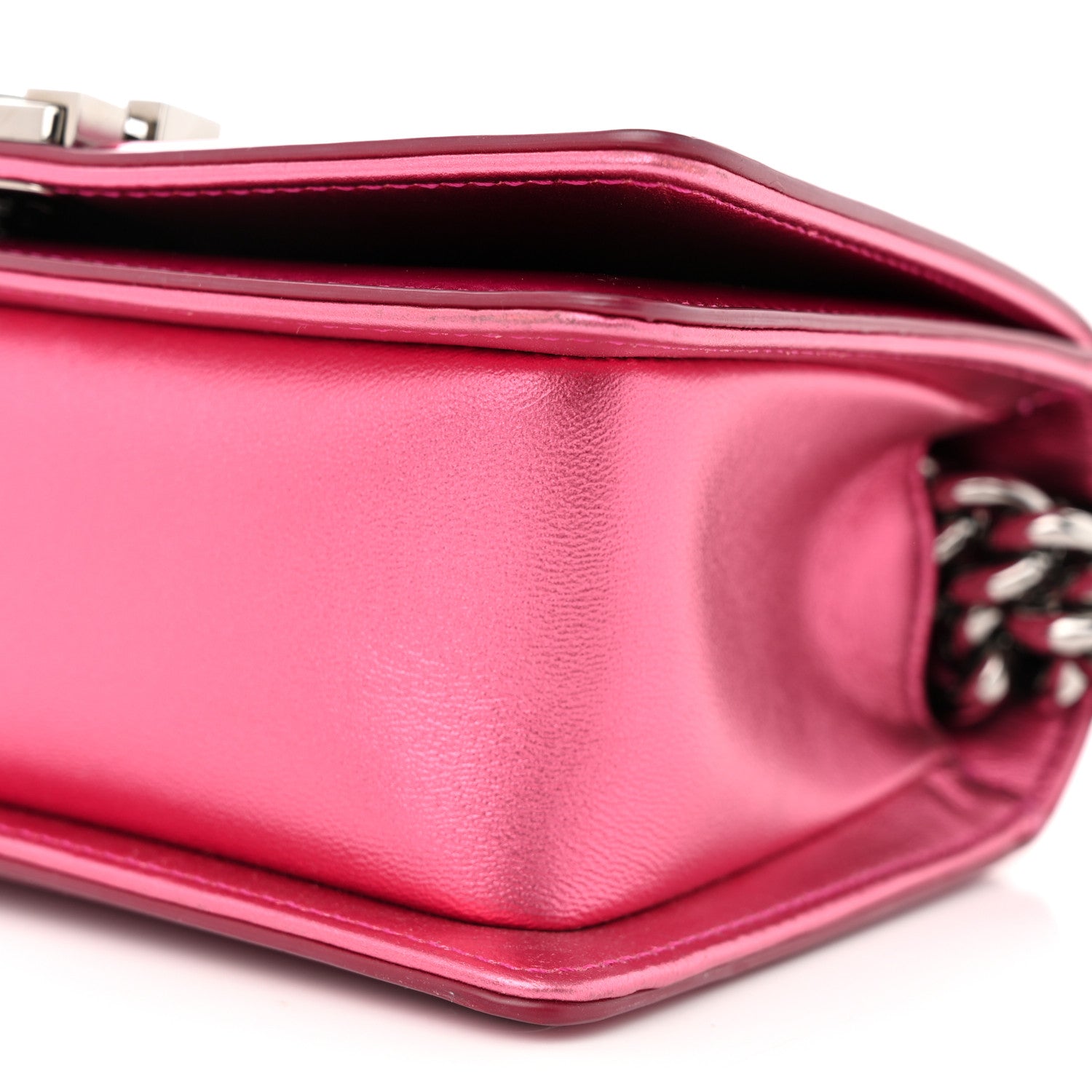 Chanel Metallic Patent Calfskin Quilted Small Boy Flap Pink 10 of 10