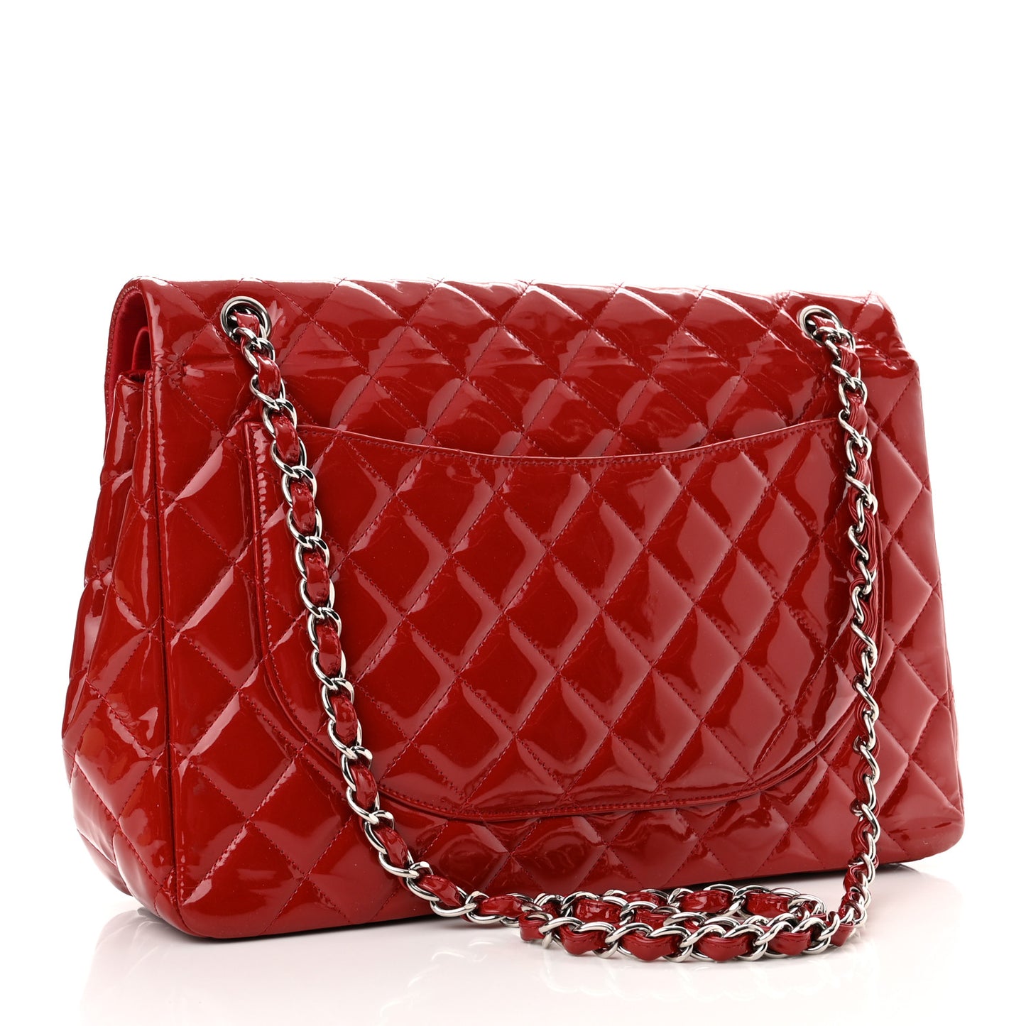 Patent Quilted Maxi Double Flap Red