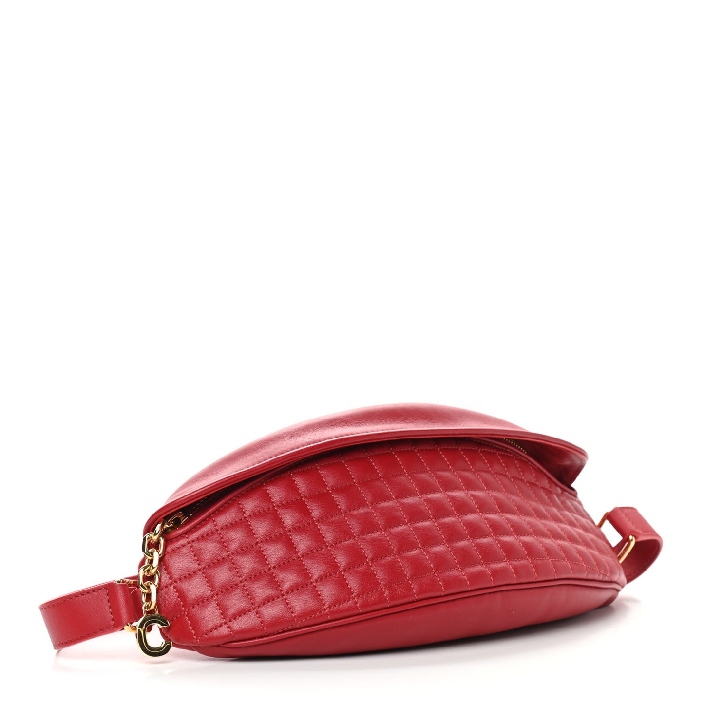 Calfskin Quilted C Charm Belt Bag Red