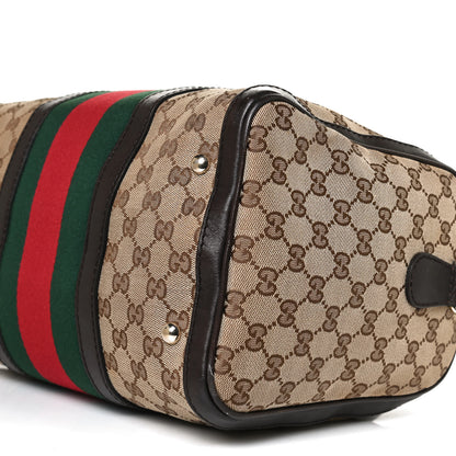 Gucci Monogram Vintage Web Medium Boston Dark Brown 12 of 16