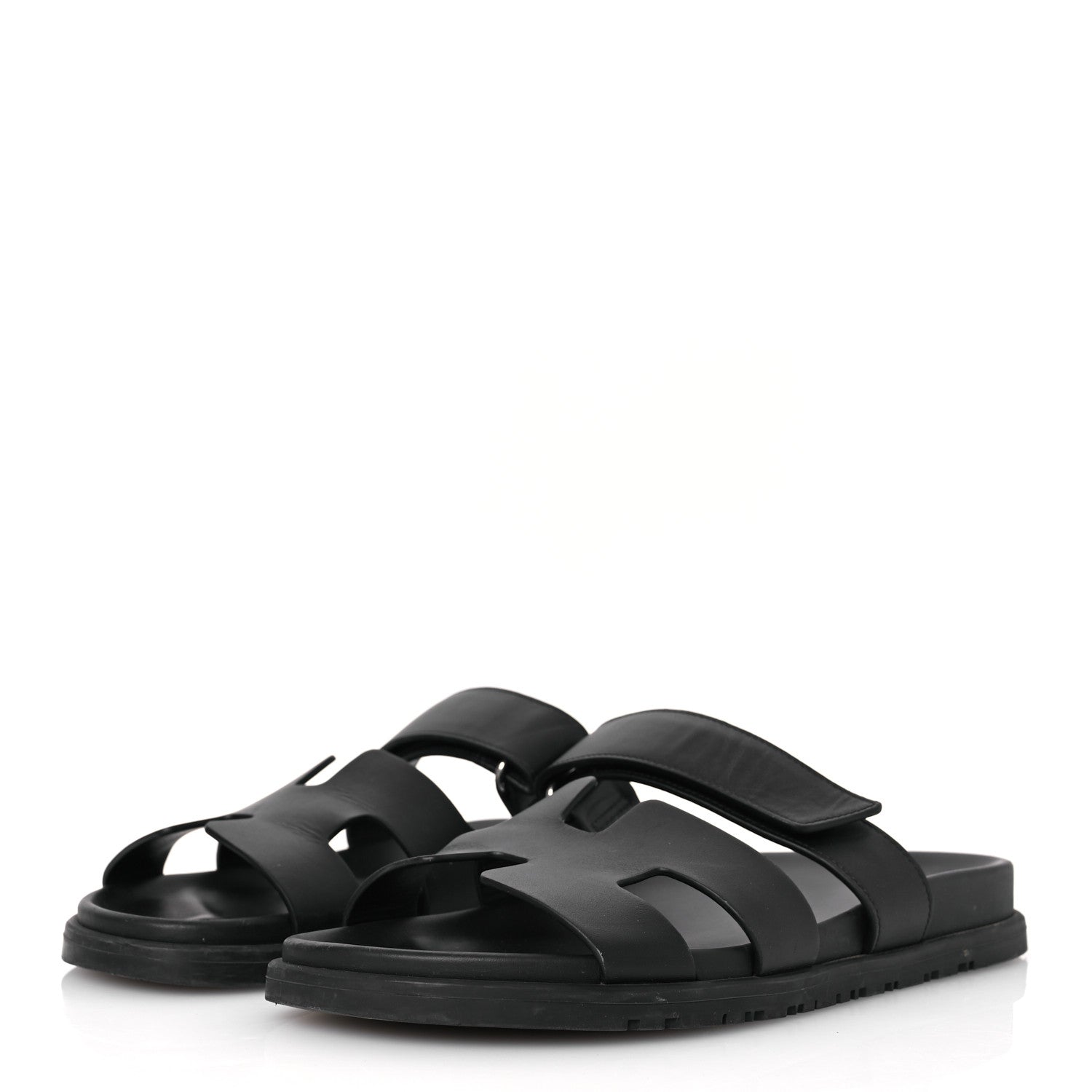 Hermes Calfskin Womens Chypre Sandals 39.5 Black 4 of 14
