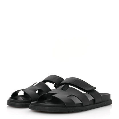Hermes Calfskin Womens Chypre Sandals 39.5 Black 4 of 14