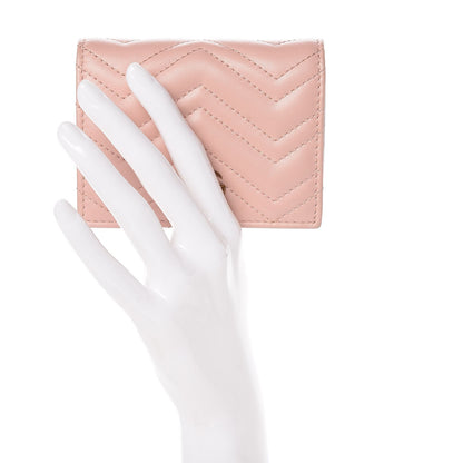 Gucci Calfskin Matelasse GG Marmont Card Case Wallet Perfect Pink 2 of 16