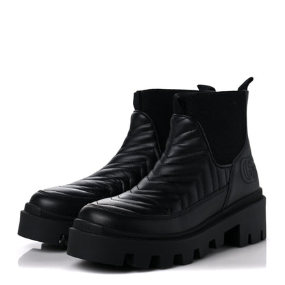 Gucci Calfskin Nappa Matelasse Frances Chelsea Boots 36 Black 3 of 8