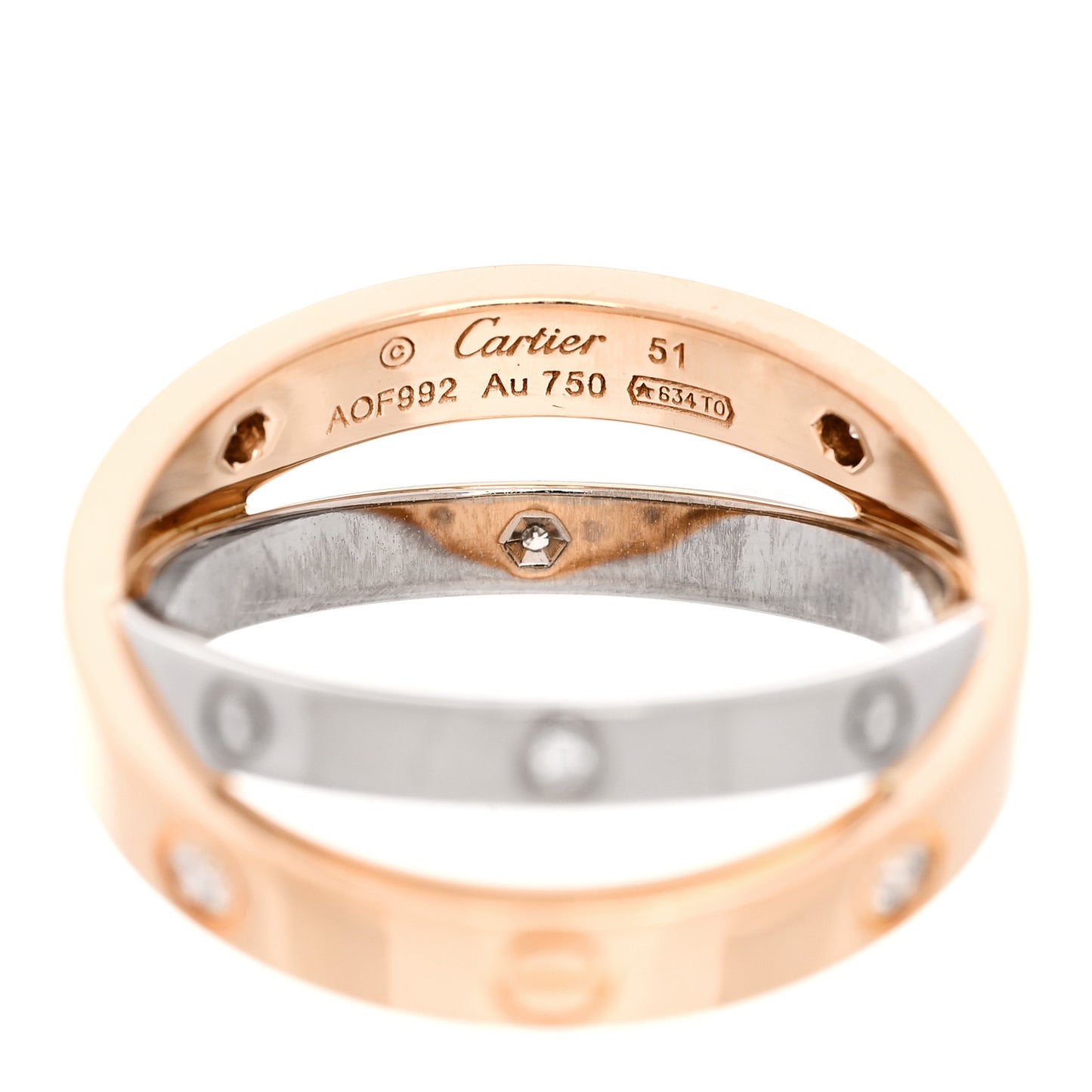 18K Pink White Gold 6 Diamond LOVE Ring 51 5.75