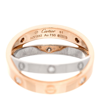 Cartier 18K Pink White Gold 6 Diamond LOVE Ring 51 5.75 5 of 5