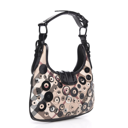 Burberry Patent Nova Check Circle Applique Brooke Hobo Black 3 of 10