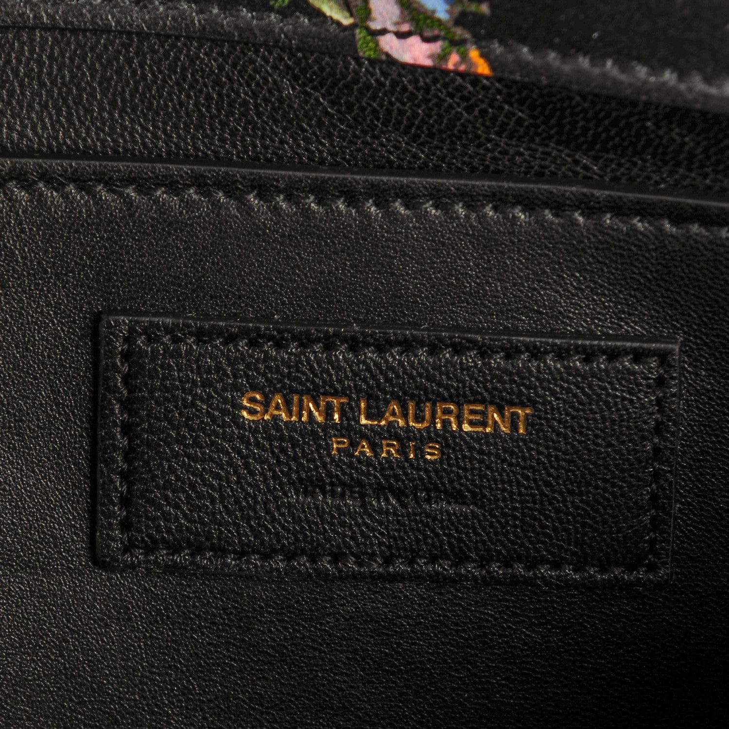 Saint Laurent Calfskin Prairie Flower Printed Small Monogram Clutch Black Multicolor 7 of 8