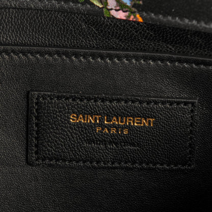 Saint Laurent Calfskin Prairie Flower Printed Small Monogram Clutch Black Multicolor 7 of 8