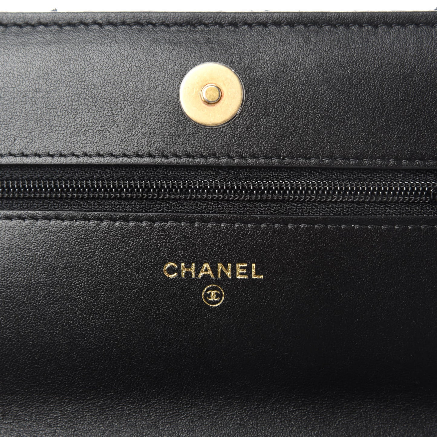 Tweed Quilted Chanel 19 Wallet On Chain WOC Black Silver Ecru