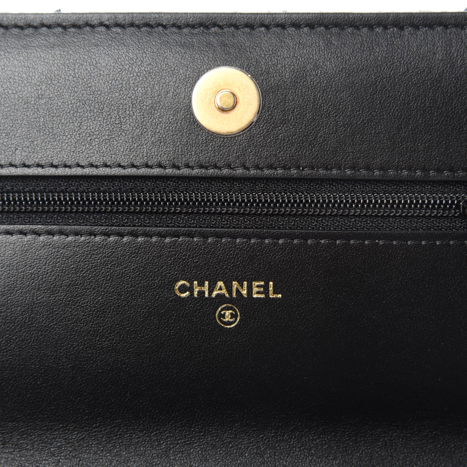 Chanel Tweed Quilted Chanel 19 Wallet On Chain WOC Black Silver Ecru 8 of 12