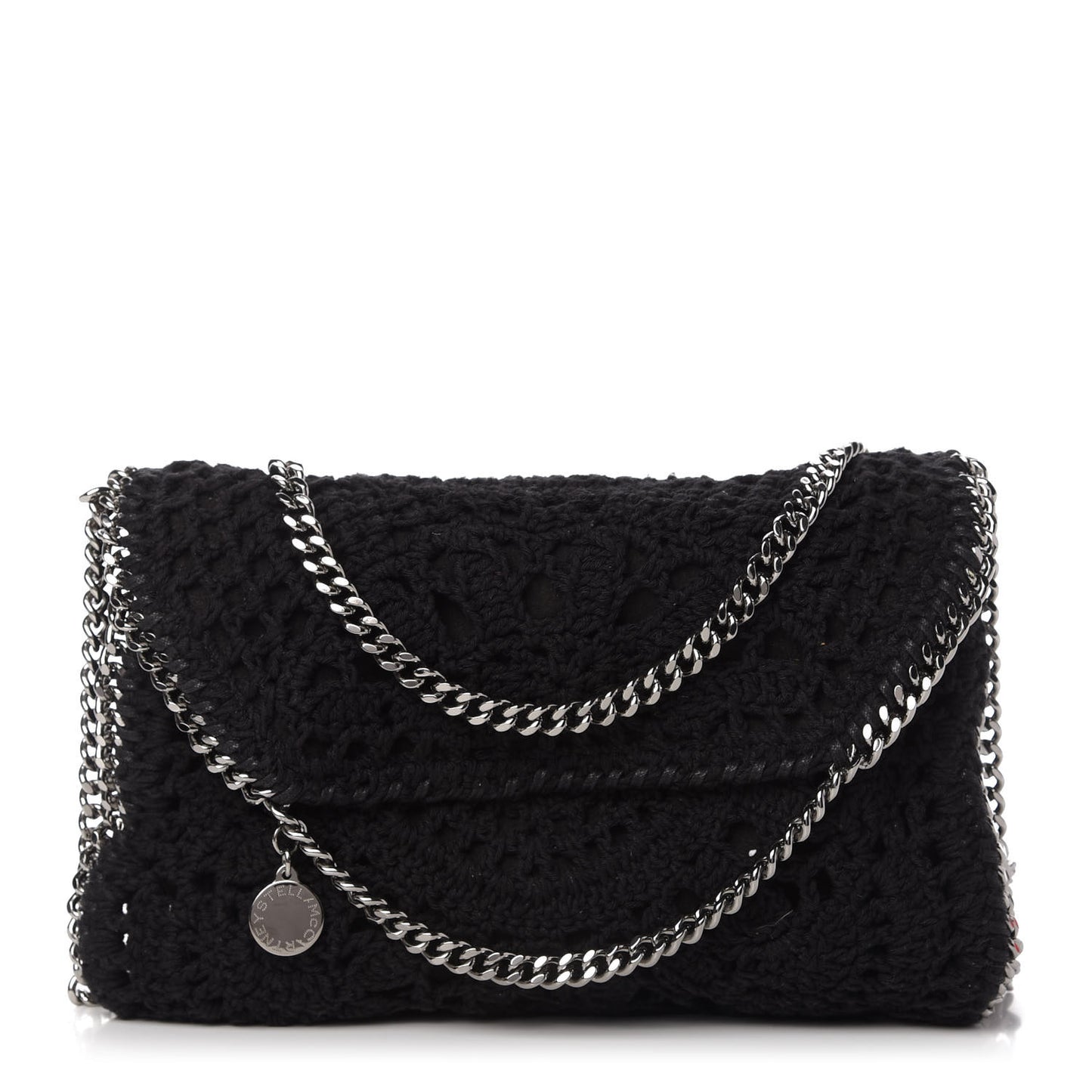 Cotton Crochet Falabella Ajouree Tote Bag Black