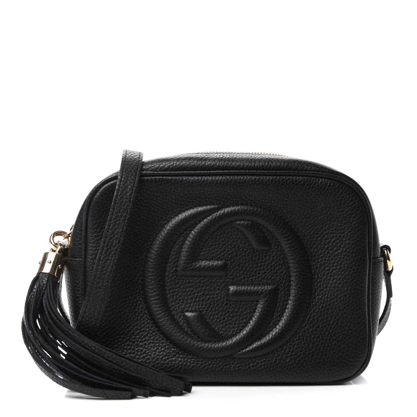 Pebbled Calfskin Small Soho Disco Bag Black