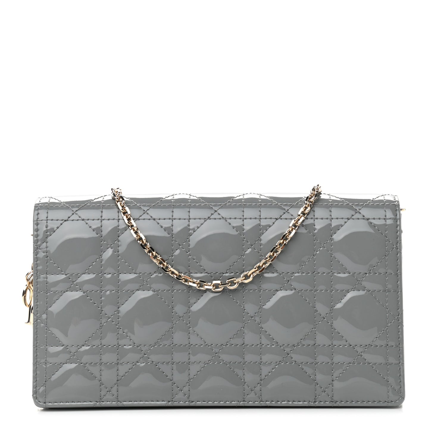 Patent Cannage Lady Dior Convertible Clutch Grey