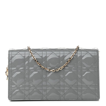 Christian Dior Patent Cannage Lady Dior Convertible Clutch Grey 3 of 10